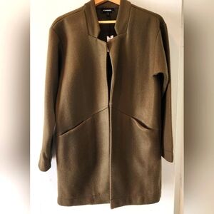 NWT Express Women's Long Jacket Olive Green Color Size M